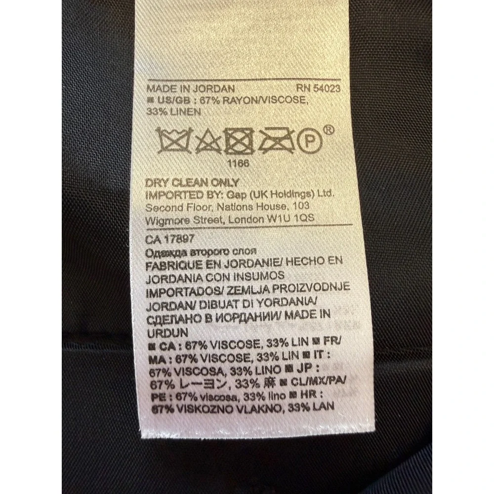 Banana Republic Avery Fit Floral Pants Womens 12 Black Blue Linen Blend Cropped